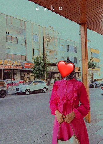 36 Beden Pembe Salaş Uzun Elbise Drapeli