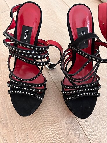 35 Beden siyah Renk Taşlı siyah süet stiletto