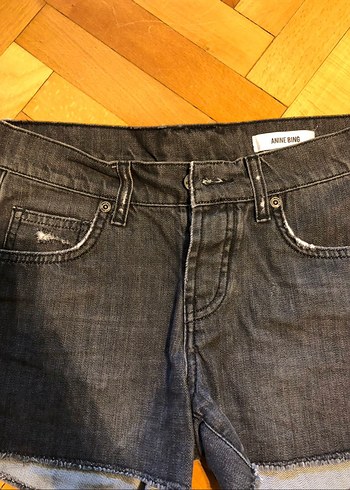 Anine Bing Siyah Mini Kadın Denim Şort - Görsel 4