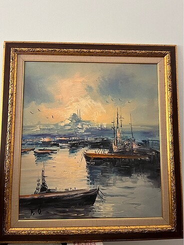 Sanatçı imzalı İstanbul temalı yağlı boya tablo