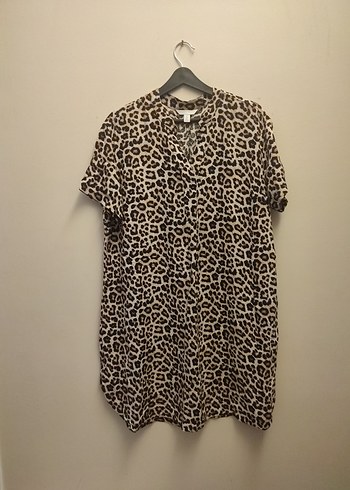 Leopar Desenli V Yaka H&M Midi Elbise