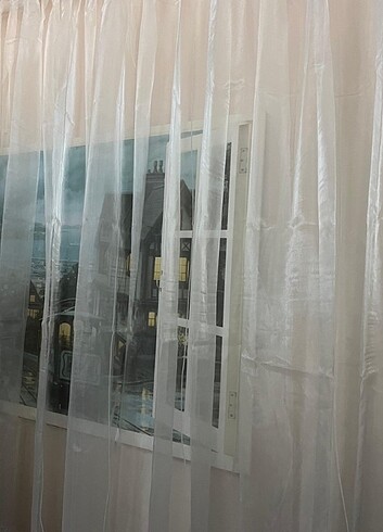 250x250 Hazır Tül Dikili Tül Perde Krem Rengi Tül 