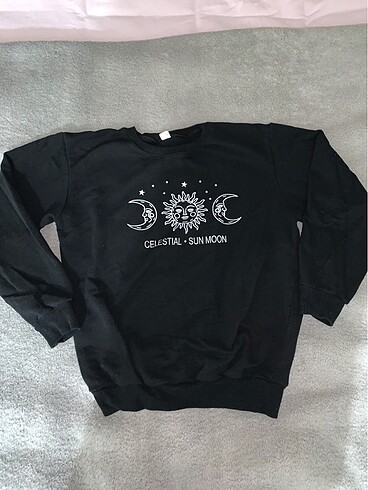 AMBAR S beden unisex siyah sweatshirt