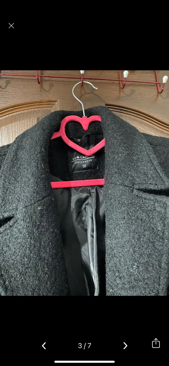 Kadın Siyah Uzun Düğmeli Yün Kaban - Görsel 3