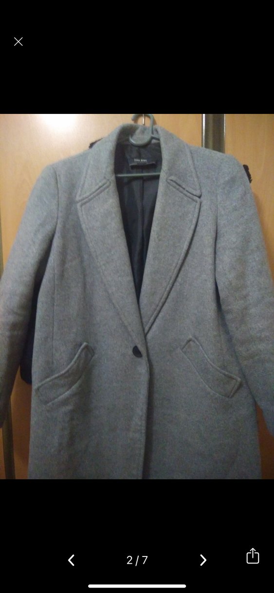 Gri Yünlü kadın kaban - Görsel 2