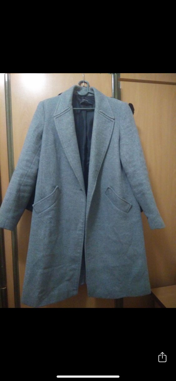 Gri Yünlü kadın kaban - Görsel 5