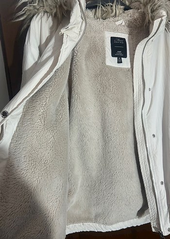 Bej Kürklü Beyaz Kadın Kışlık mont - Görsel 4