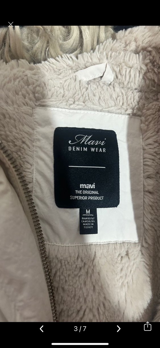 Bej Kürklü Beyaz Kadın Kışlık mont - Görsel 3