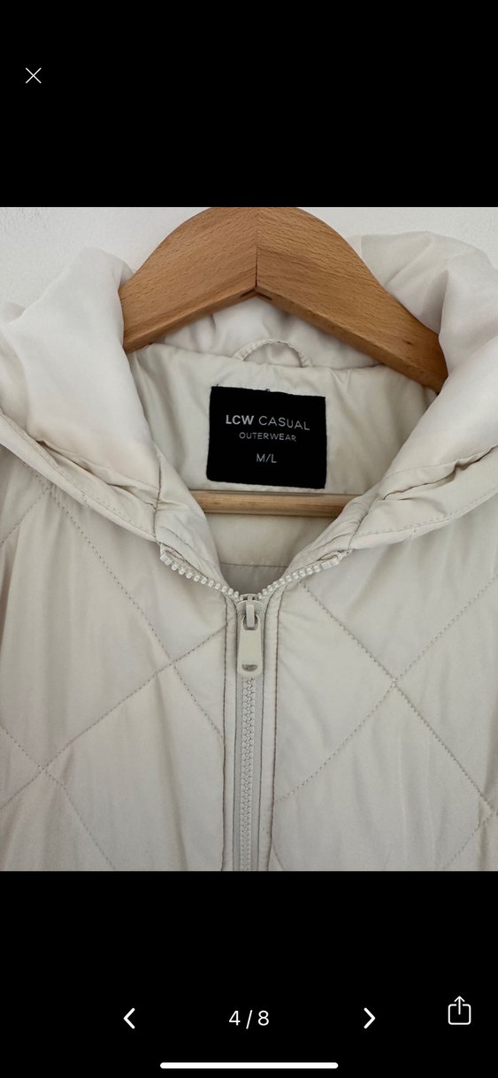 Kapüşonlu Beyaz Fermuarlı Kadın mont - Görsel 3