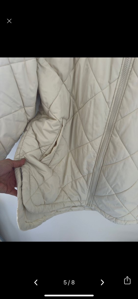 Kapüşonlu Beyaz Fermuarlı Kadın mont - Görsel 4