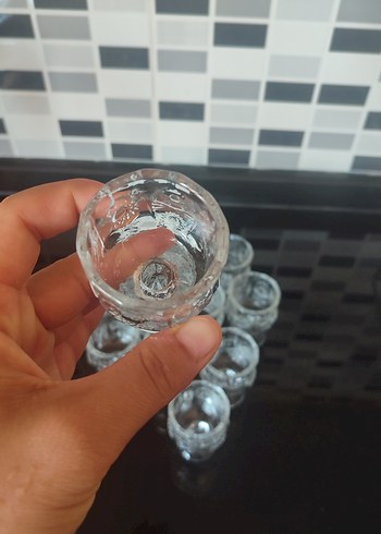 Kahve yanı Ayaklı İşlemeli Cam Bardak Seti - Görsel 5