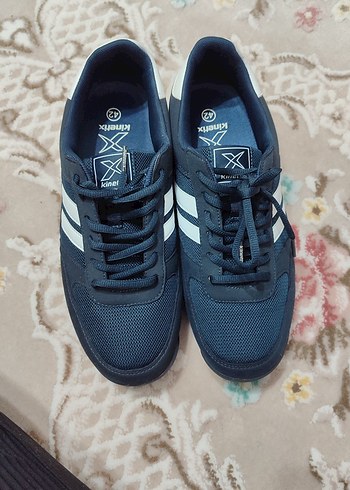 Lacivert Beyaz Çizgili Erkek Spor Ayakkabı - Görsel 4