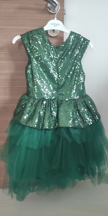 7 Yaş Beden yeşil Renk Kız çocuk elbise 