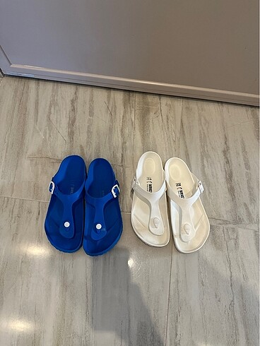 Birkenstock gizeh 38 numara saks mavi beyaz tane fiyati