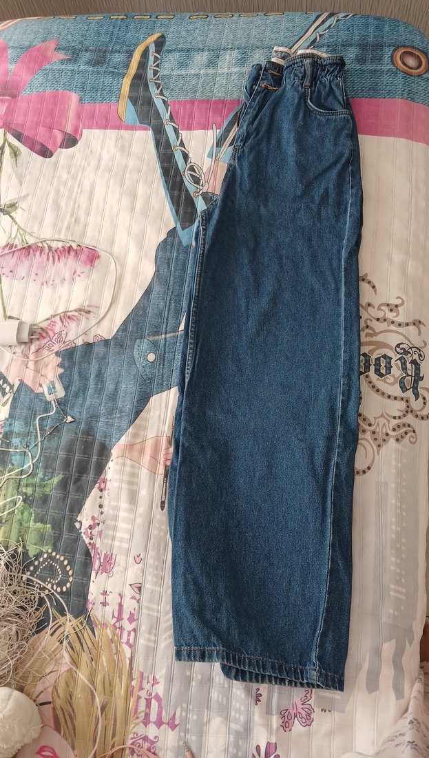 Kadın Lacivert Bol Kesim Uzun Kot Pantolon - Görsel 2