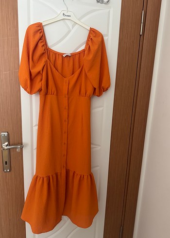 LC Waikiki Turuncu Midi Bohem Elbise