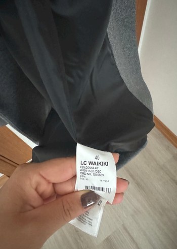 l Beden gri Renk Gri Çift Düğmeli Uzun Kaban