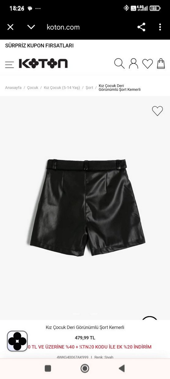 Kemerli Siyah Deri Mini Şort - Görsel 2