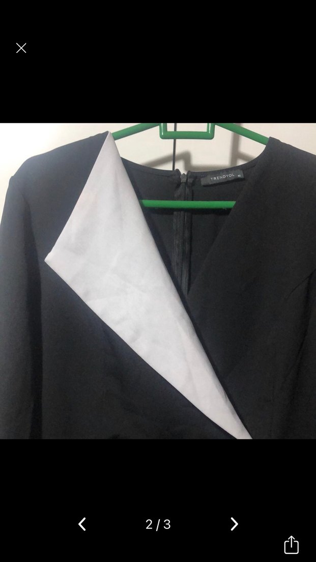 Siyah Midi V Yakalı elbise - Görsel 2