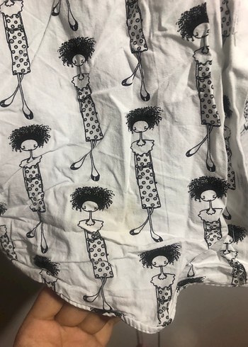 Desenli Beyaz Uzun Kollu Gömlek - Görsel 2