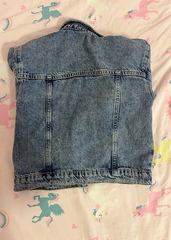 Nakışlı Kız çocuk  Mavi Düğmeli Denim Ceket - Görsel 3