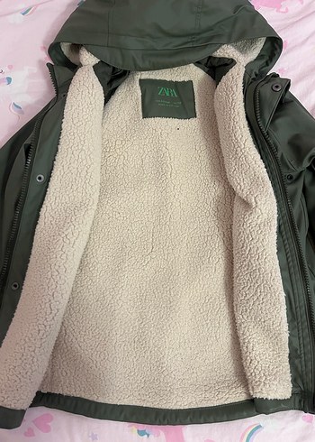 Kız-Erkek Çocuk Haki Fermuarlı Yağmurluk - Görsel 2