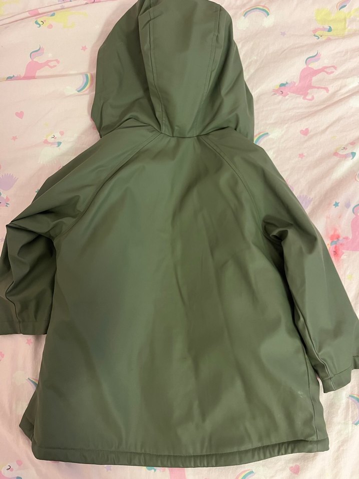 Kız-Erkek Çocuk Haki Fermuarlı Yağmurluk - Görsel 3