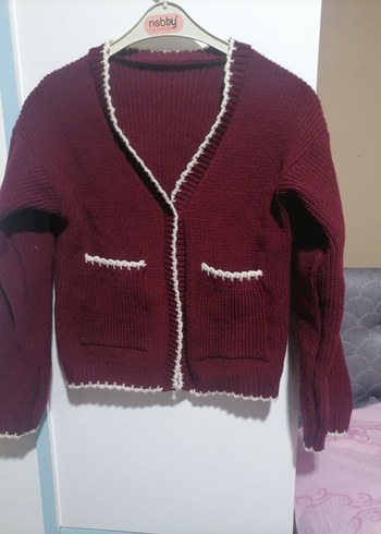 Bordo Kadın Örgü Hırka - Görsel 2