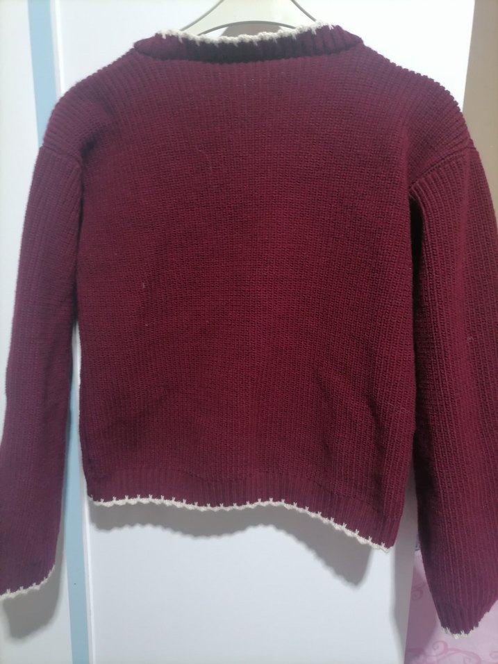 Bordo Kadın Örgü Hırka - Görsel 5