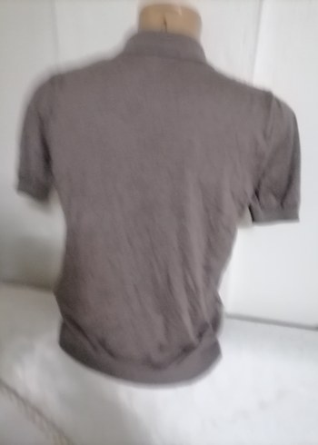 Bej Gri Kısa Kollu Fermuarlı Erkek Polo Tişört - Görsel 3