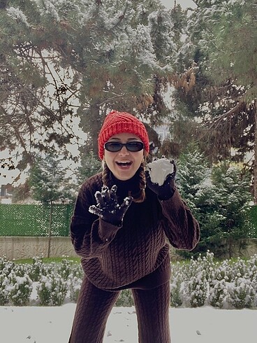 Triko 3 lü kahverengi takım M beden