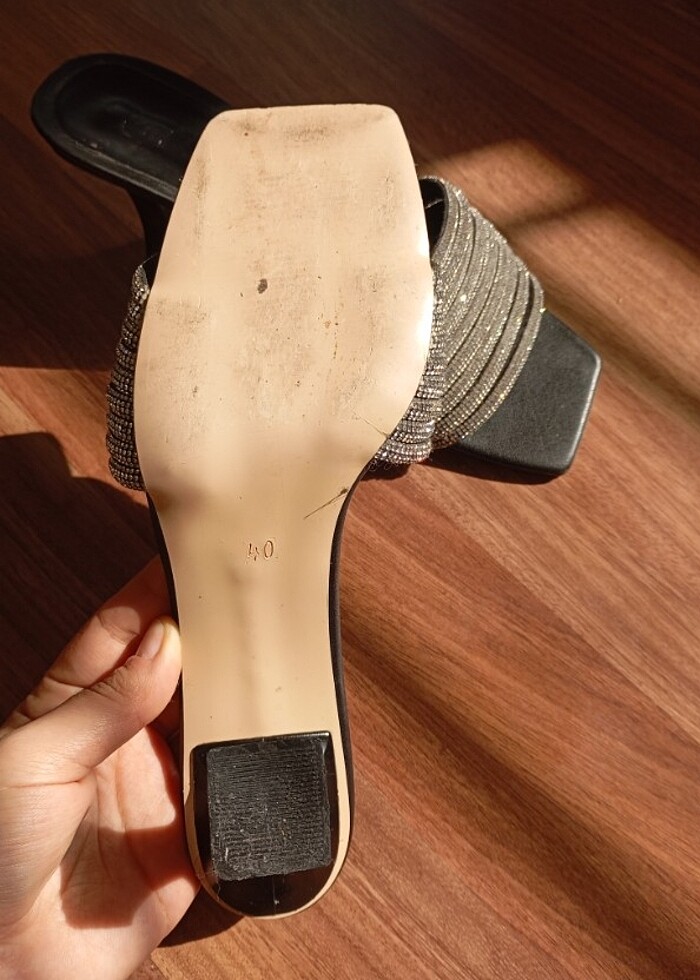 Kadın taşlı topuklu terlik  - Görsel 2