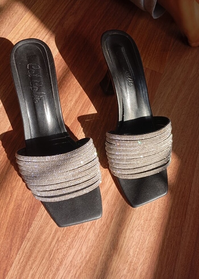 Kadın taşlı topuklu terlik  - Görsel 4