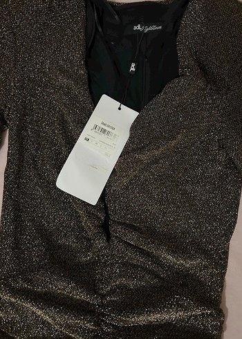 Kahverengi Pilili Uzun Kollu Kadın Abiye Elbise - Görsel 3