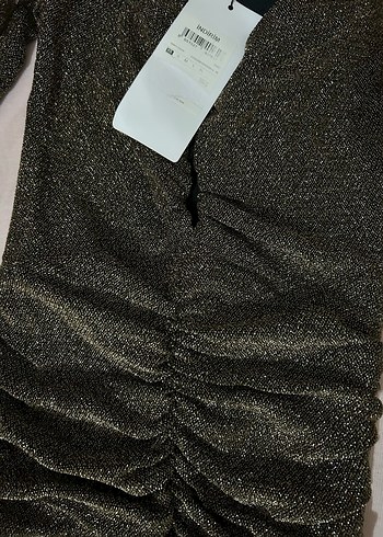 Kahverengi Pilili Uzun Kollu Kadın Abiye Elbise - Görsel 2