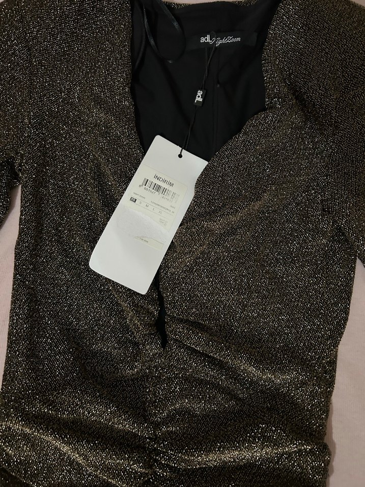 Kahverengi Pilili Uzun Kollu Kadın Abiye Elbise - Görsel 3