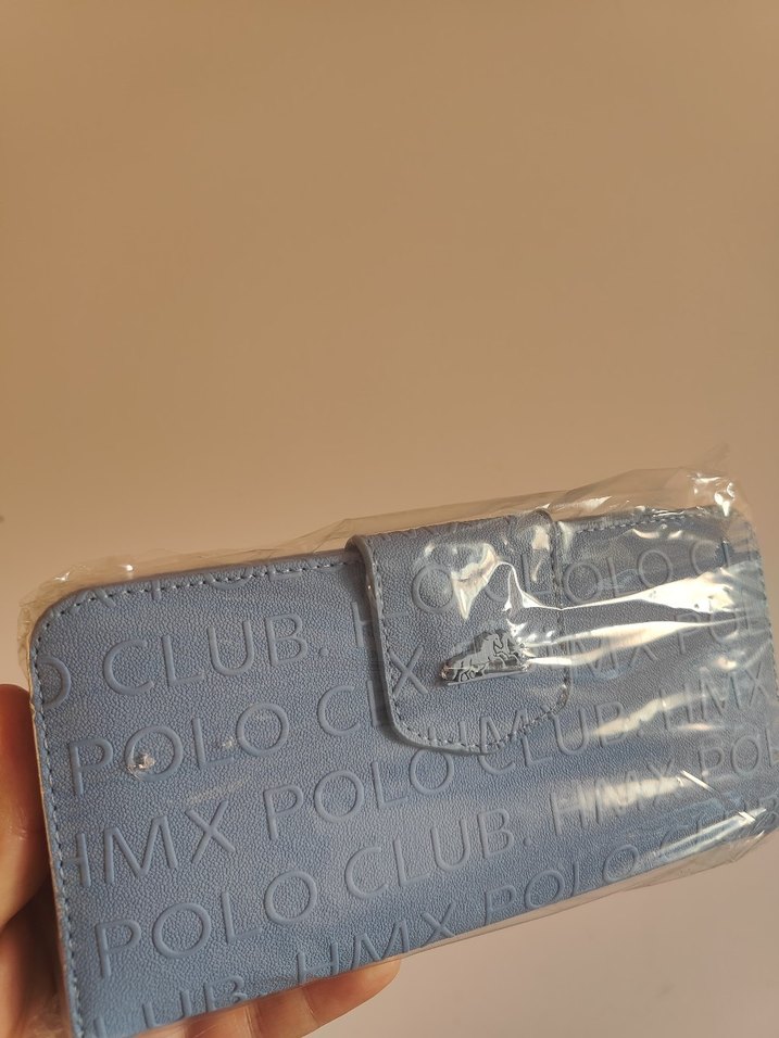 Diger Mavi Deri Tokalı Clutch Cüzdan - Görsel 3