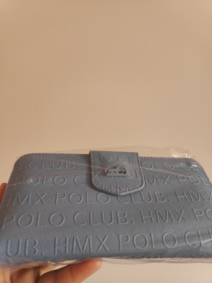 Diger Mavi Deri Tokalı Clutch Cüzdan - Görsel 4