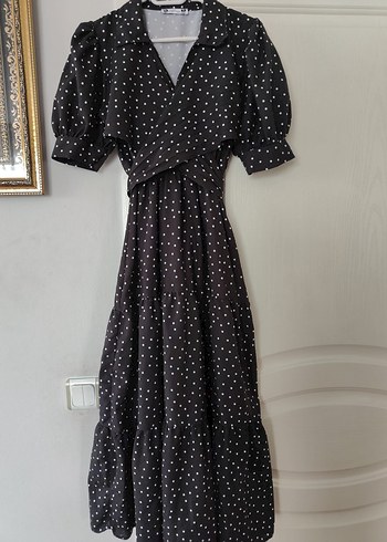 Puantiye Desenli Uzun Bohem Elbise - Görsel 9