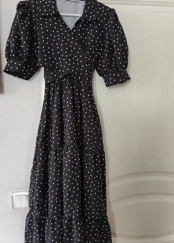 Puantiye Desenli Uzun Bohem Elbise - Görsel 11