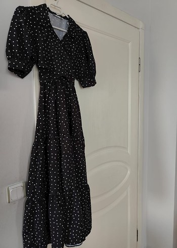 Puantiye Desenli Uzun Bohem Elbise - Görsel 5