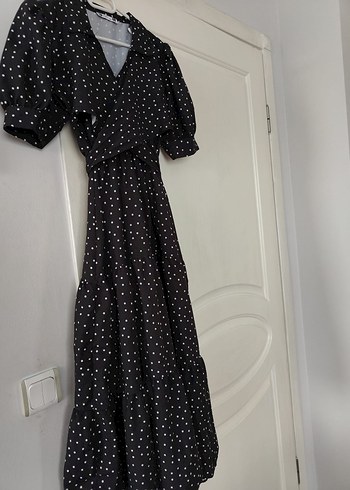 Puantiye Desenli Uzun Bohem Elbise - Görsel 8