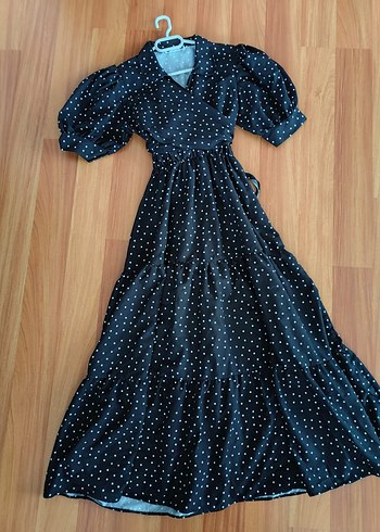 Puantiye Desenli Uzun Bohem Elbise - Görsel 2