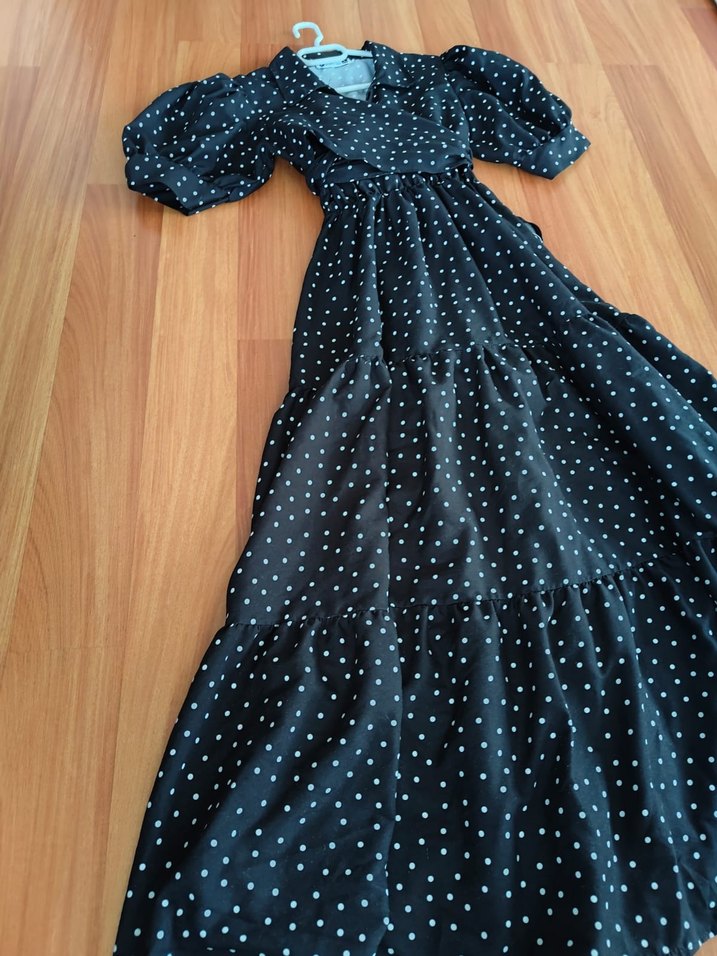 Puantiye Desenli Uzun Bohem Elbise - Görsel 3