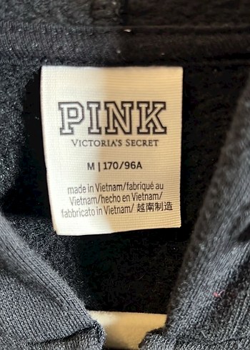 PİNK Fermuarlı Siyah Kapüşonlu Sweatshirt - Görsel 3