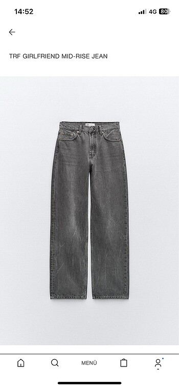 zara gri orta bel jean