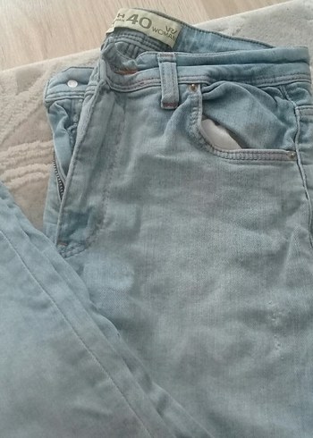Zara Mavi Rahat Kesim Kadın Midi Kot Pantolon