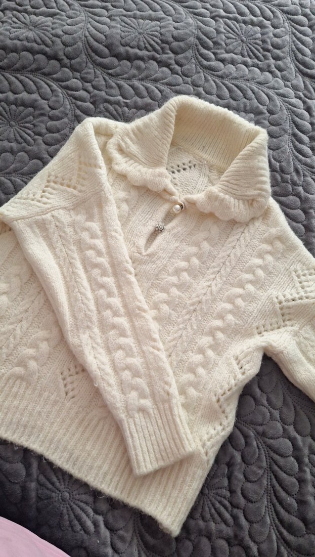 Bohem Gri Örgü Kadın Kazak - Görsel 3