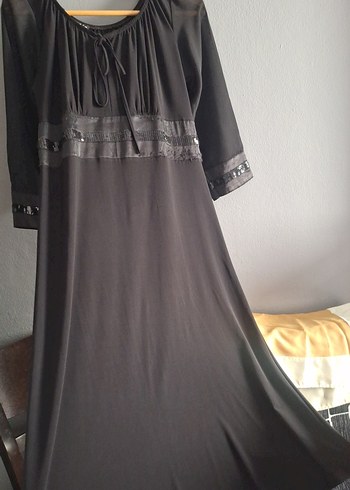 Uzun Kollu Siyah Gotik Uzun Elbise - Görsel 5