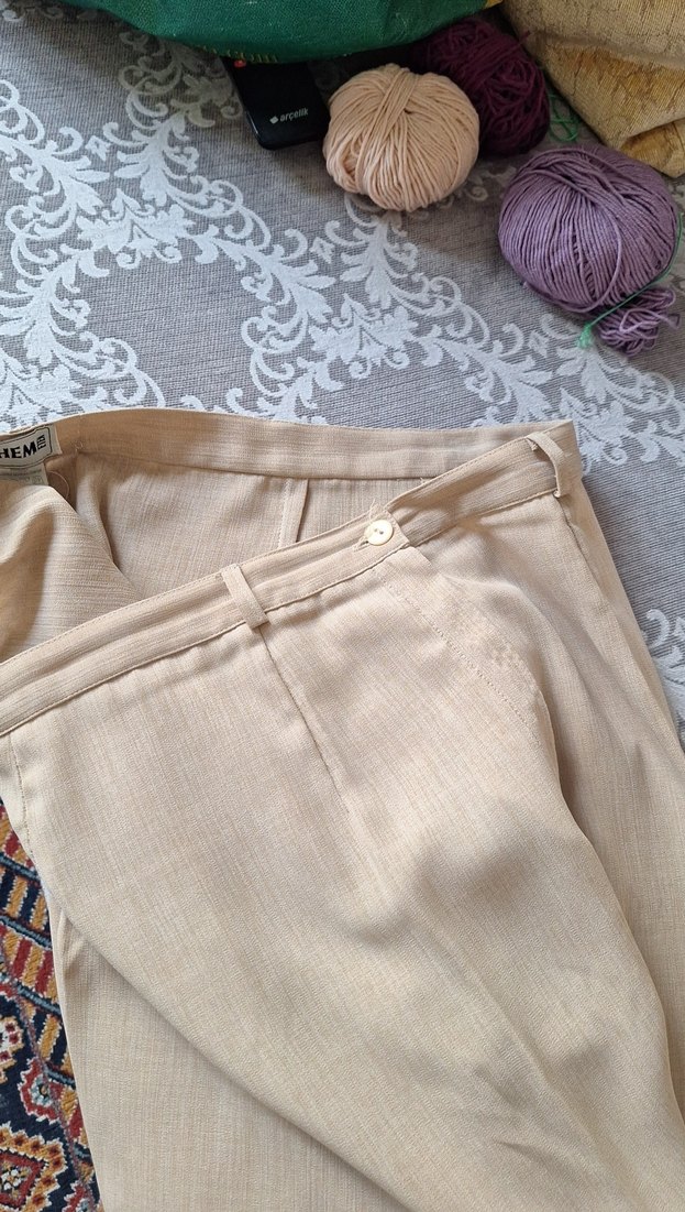 Bej Kadın Keten pantolon - Görsel 2